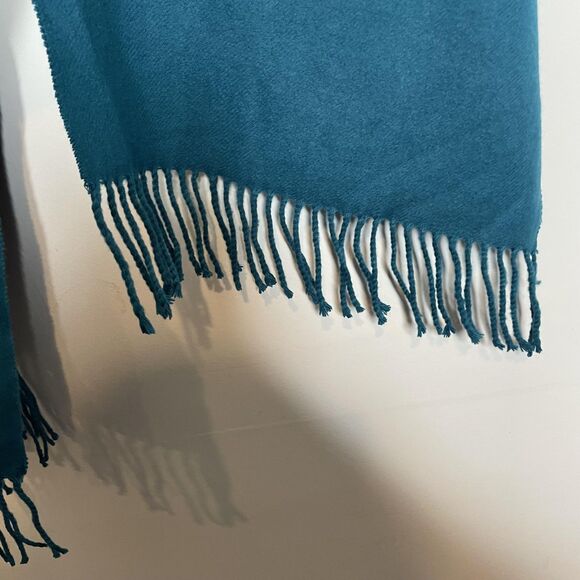 Kennedy Scotland Scarf Teal Cashmere Fringe Soft Wrap Shawl - Picture 4 of 6